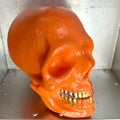 SKULL INCENSE HOLDER - ORANGE (WOOD CARVING)